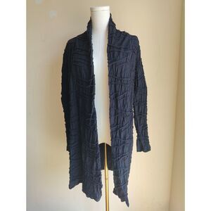 Klok Denmark Black 100% Cotton Textured Cardigan Lagenlook Size M